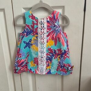 Lilly Pulitzer Pink and Blue Lace Trim Blouse